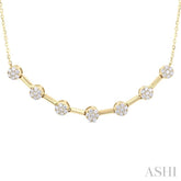 1/3 Ctw Smile Bar Circular Motif Round Cut Diamond Fashion Necklace in 10K Yellow Gold